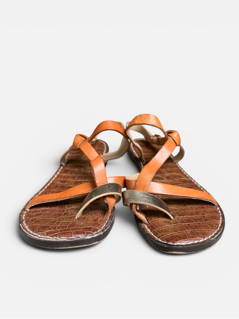 Sam Edelman Gladis Leather Sandal in Tan/Gold Size 8 1/2 - Picture 4 of 10